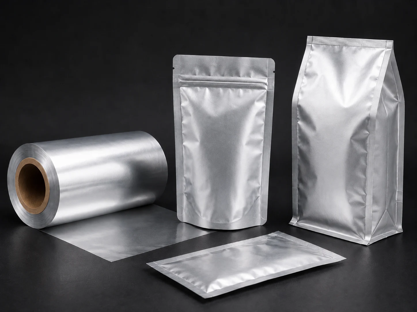 Food grade aluminum foil packaging pouches and laminated film roll